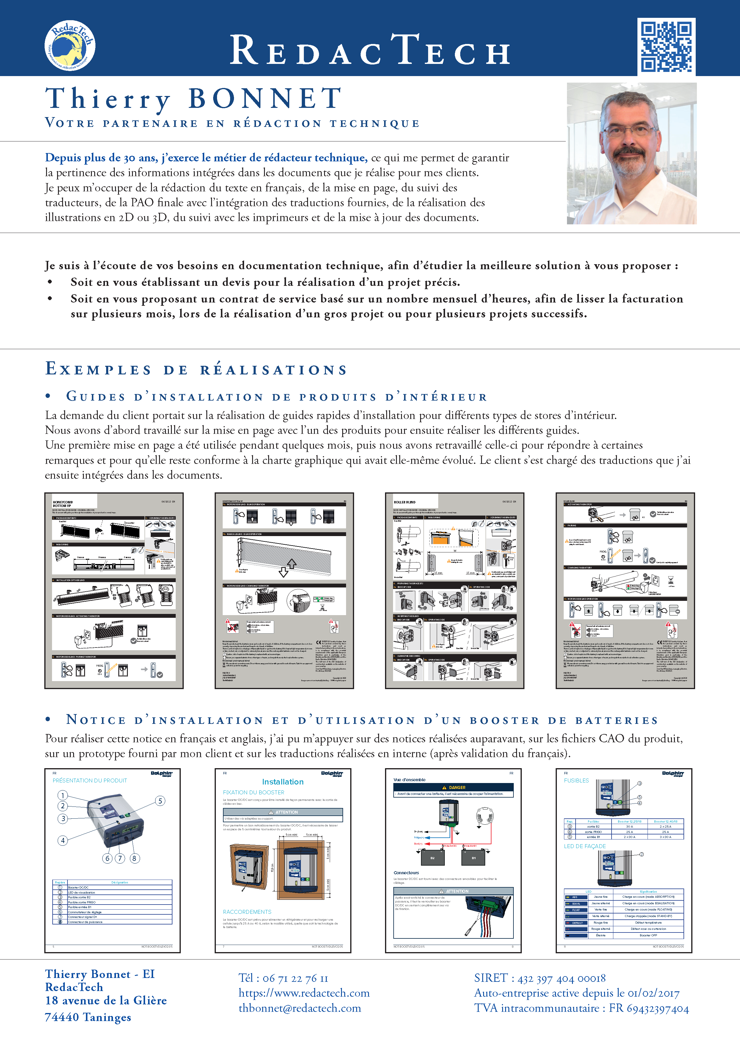 feuillet de présentation de mon activité